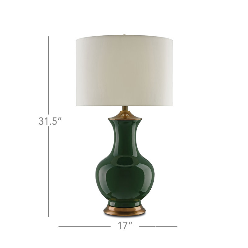 Lilou Table Lamp, Green/Antique Brass