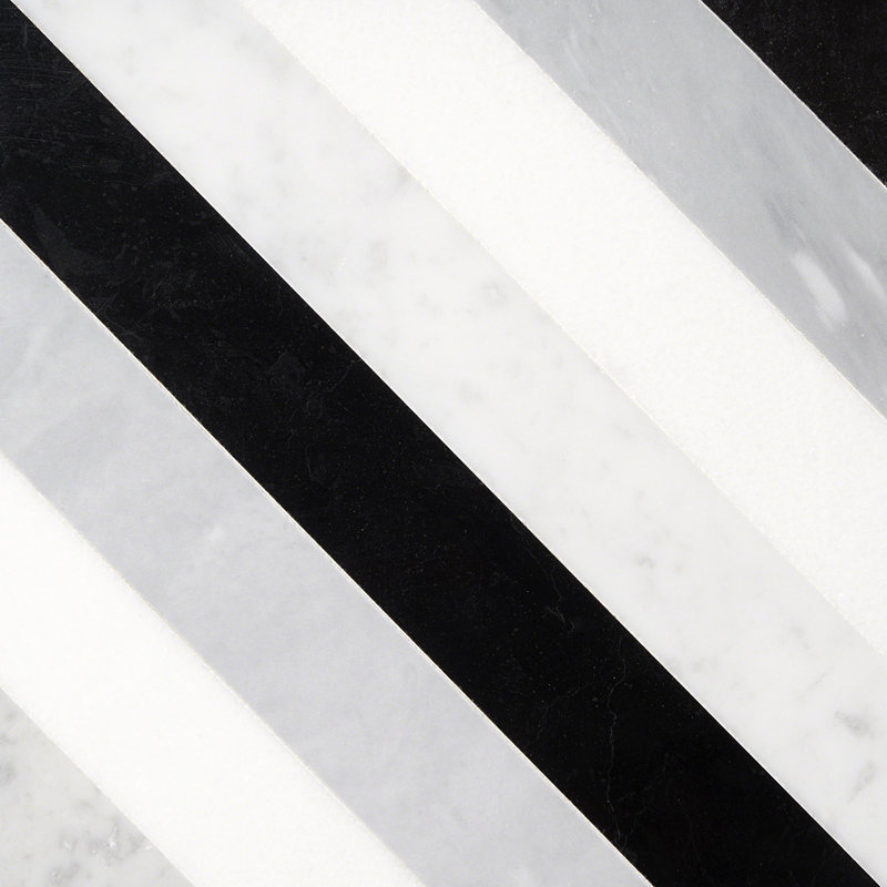 Chelsea 8" x 8" Marble Mosaic Tile, Black/Gray