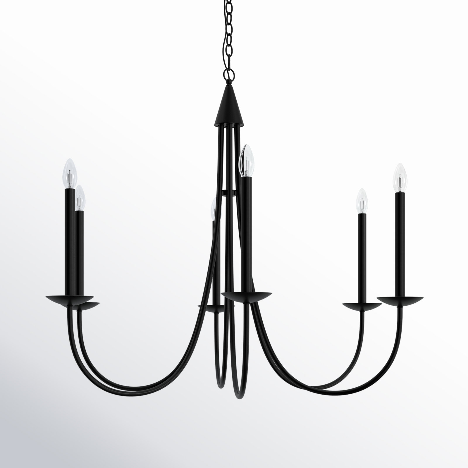 Baltray 6 - Light Candle Style Classic/Traditional Chandelier, Black, 35.3" H x 42" W x 42" D