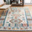 Tapis marocain ivoire / bleu en laine / coton touffeté à la main-1172183732