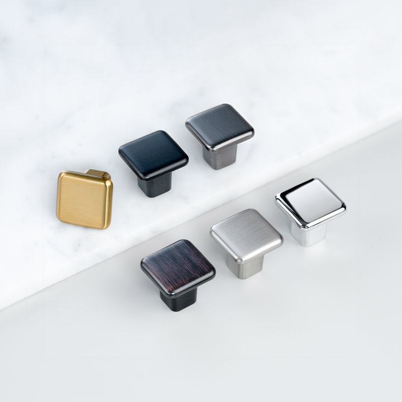 New Collection  1 3/16" Length Square Knob Multipack, Satin Nickel