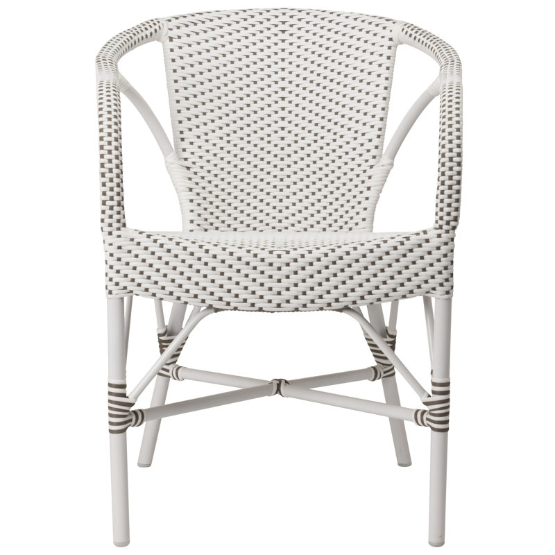 Chaise de salle à manger d'extérieur Madeleine, Blanc à pois cappuccino
