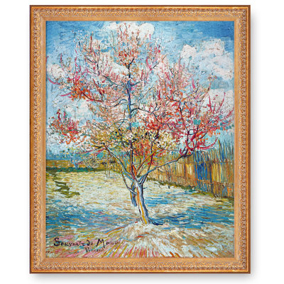 Pink Peach Trees Vincent Van Gogh.Framed Size:40.5x34.5 inches,Image Size:36x30 inches Van Gogh.World Classic Reproductions For HomeDecor,Vintage Pattern Gold Framed