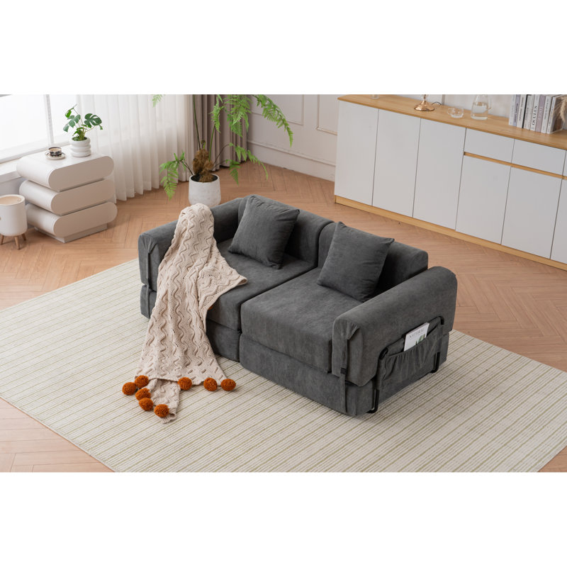 Modular Reclining Sofa Polyester Blend For Lounge Gray