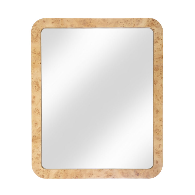 Cora 44 in. W x 36 in. H Rectangular Burl Wall Mirror