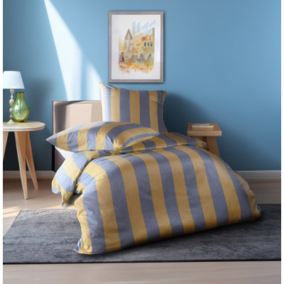 Green/Beige Sateen 2 Piece Duvet Cover Set