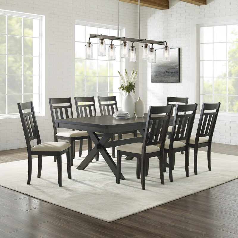 Dunblane Extendable Dining Set, 9 Pieces: Table, 8 Chairs