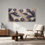 Tableau sur toile à motif de plumes de paon bleu marine et blanches avec détails dorés-175978503