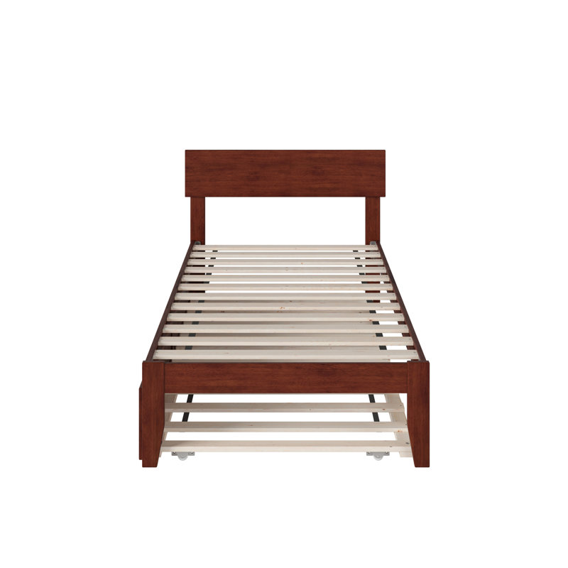 Lit plateforme avec lit gigogne en bois massif Farrah de Three Posts ™, Noyer, Simple