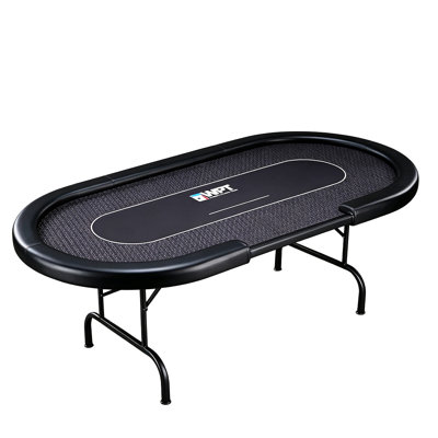 94.49"W x 47.24"D Tournament Foldable Oval Black Poker Table Foldable Game Table With Padded Armrests For Home Club