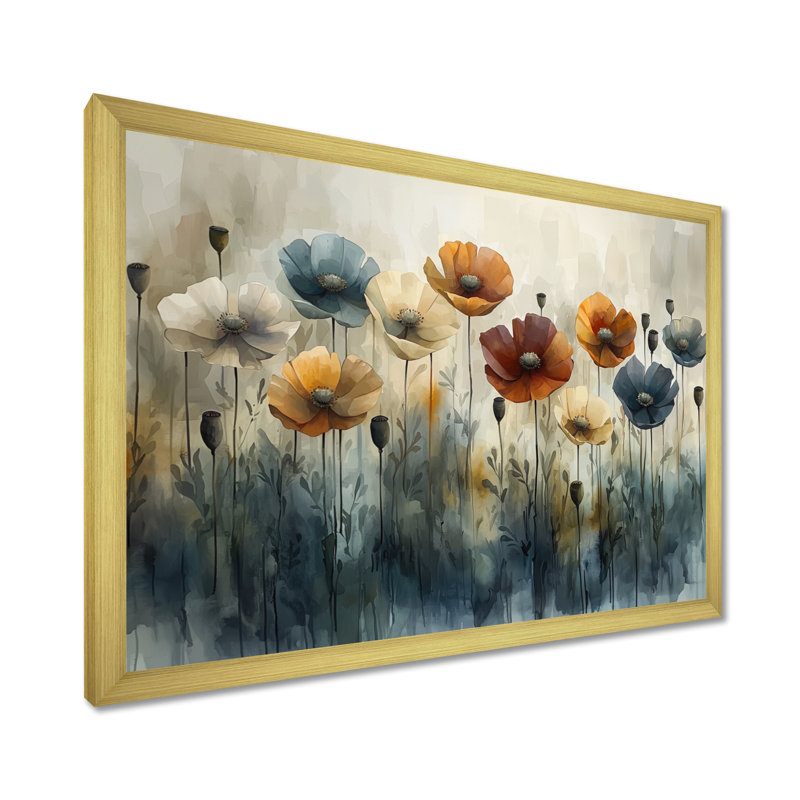 Ophelia - Floral Wall Art, 12" H x 20" W, Gold Single Picture Framed