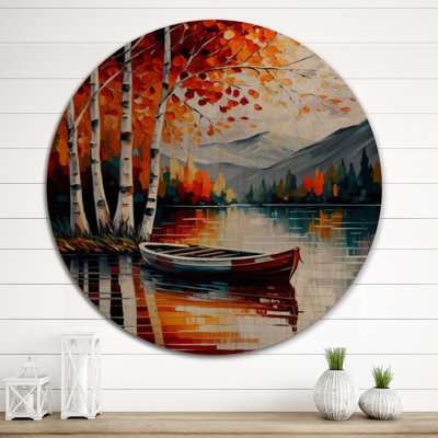 Red And Orange Birch Trees By The Lake X - Landscape Wood Wall Art - Natural Pine Wood -  Longshore Tides, EA5CF4485D08435C9893E483A868B5B7