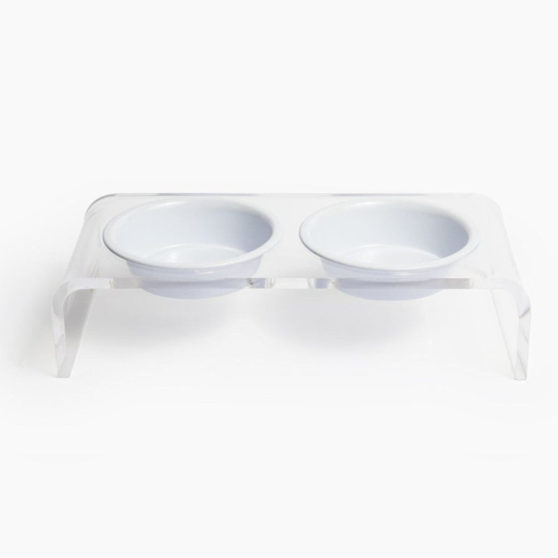 Small Clear Elevated Feeder with Color Bowls, Black, 1.5 cups / 12 fluid oz