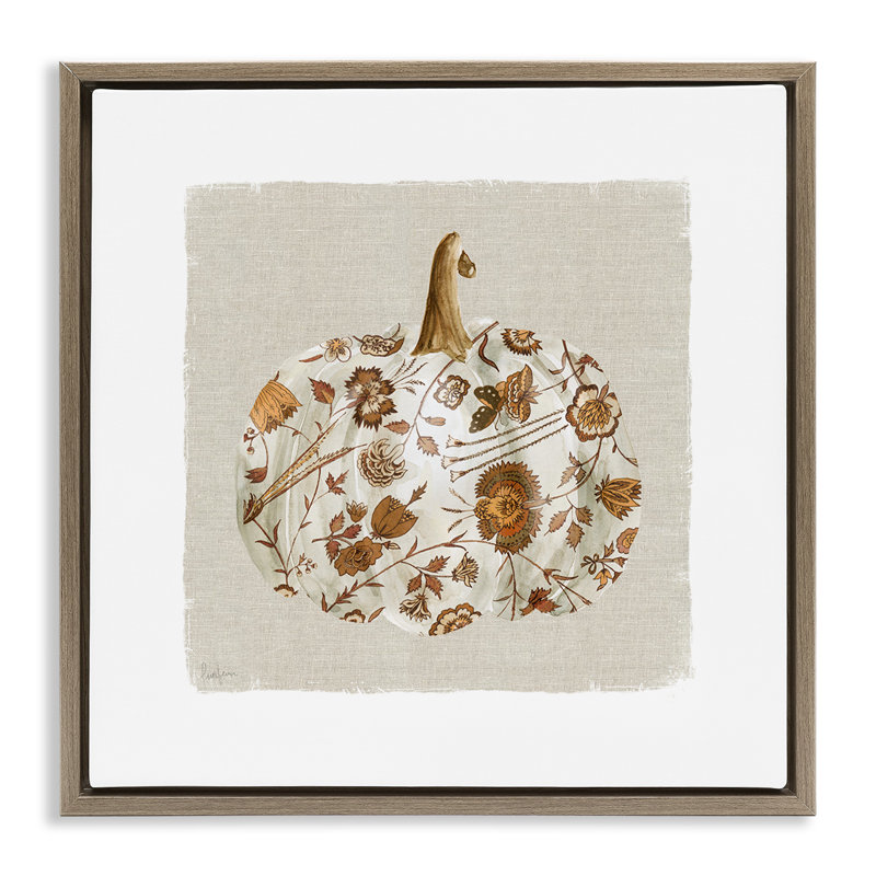 Cadre flottant Red Harvest Pumpkin, design par Livi Finn, H 25 po x l 25 po, Cadre flottant orme Montalcino