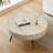31.5" Round Coffee Table with Storage, Travertine-Patterned Top and Metal Legs, Modern Center Table for Living Room or Apartment-132075815