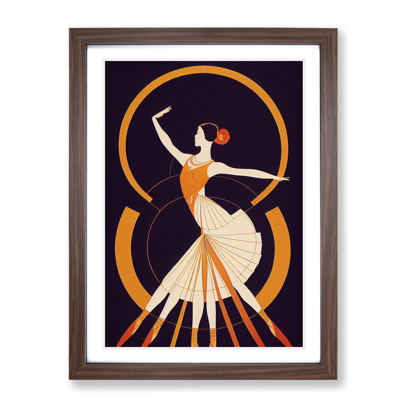 Ballerina - Single Picture Frame Print, 64cm H x 46cm W x 2cm D, Walnut Framed