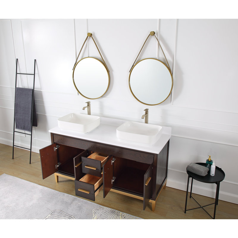 Ensemble de meuble-lavabo double 60 po Hildy, Espresso