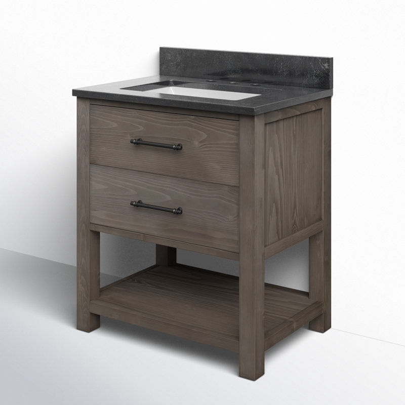 Keri 30" Single Bathroom Vanity Set, Smoke Gray/Matte Black