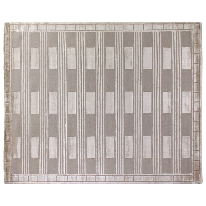 Metro-Velvet Geometric Area Rug in Light Brown/Gray, Rectangle 10' x 14'