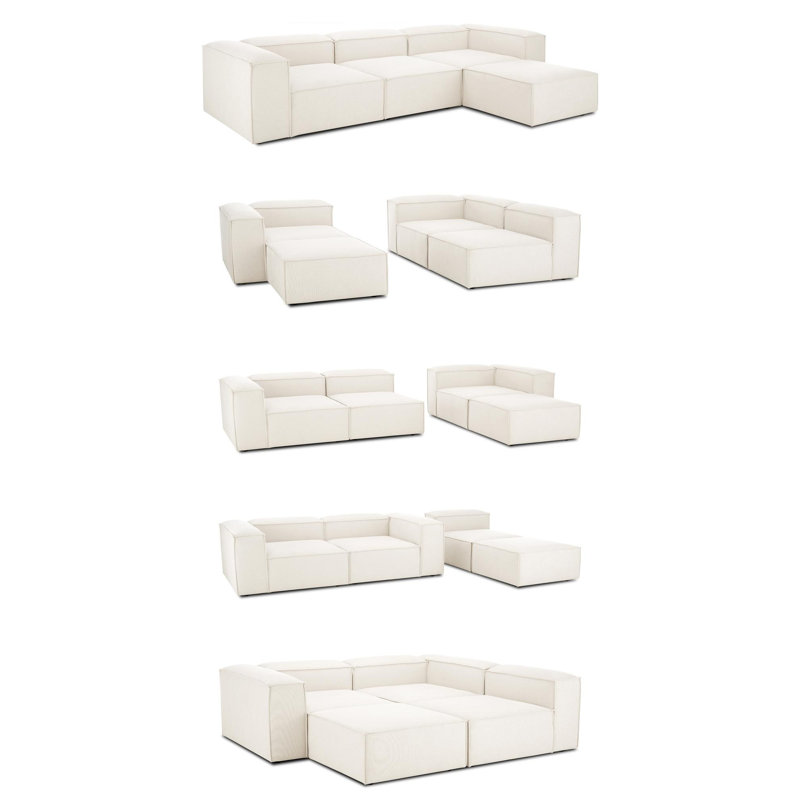 Corner Sofa, White 100% Linen