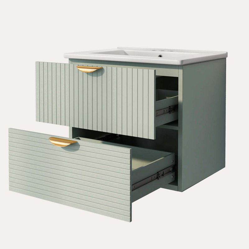Modern Wall-Mounted Bathroom Vanity With 2 Drawers For Small Bathrooms, Bathroom Cabine, Accent Cabinet With Storage