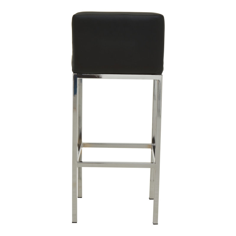 Madeline Upholstered Counter Stool with Metal Frame, Black, Silver