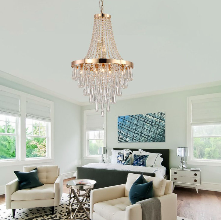 Modern Luxury Crystal Chandelier, Gold