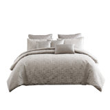 10 piece king polyester comforter set with jacquard print, grey