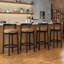 Ensemble de 4 tabourets de bar, hauteur de comptoir, dossier incurvé et pieds en bois massif, revêtement en laine d'agneau naturelle et beige, lot de 4-2054200978-2054200976
