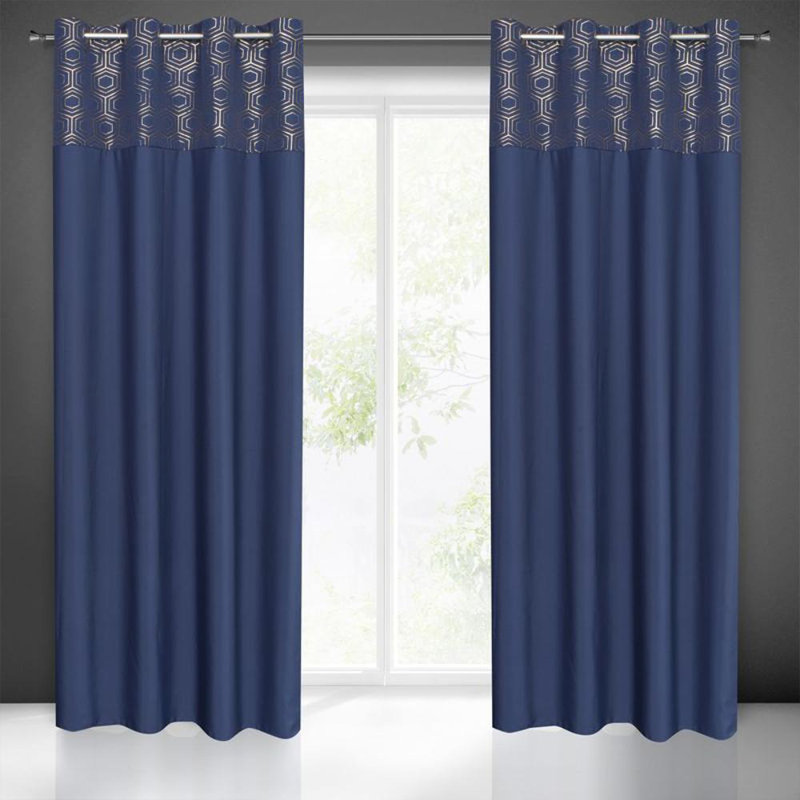 Dafne Blackout Single Curtain, Navy Blue