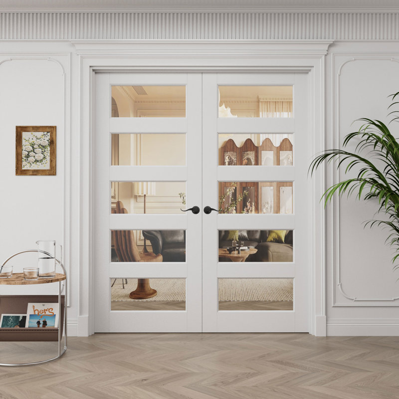 Porte de garde-manger avec porte et poignées en verre 5-Lite, 48 po x 80 po, Blanc