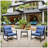 3 Pieces Patio Bistro Set Outdoor Rocking Chair W Blue Cushion For Yard Garden Poolside