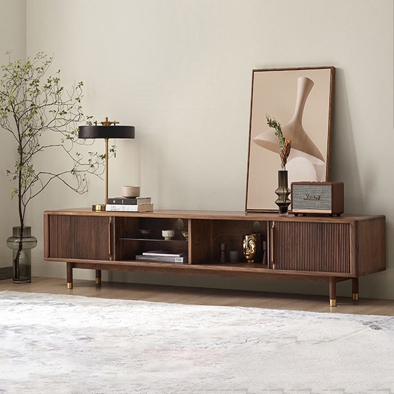 Meuble télé moderne et simple avec rangement, H 16,34 po x L 82,68 po x l 15,75 po 