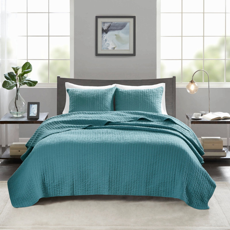 3 Piece Quilt Set Teal Full/Queen