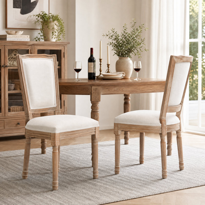 Ensemble de 2 chaises en bois massif French Country