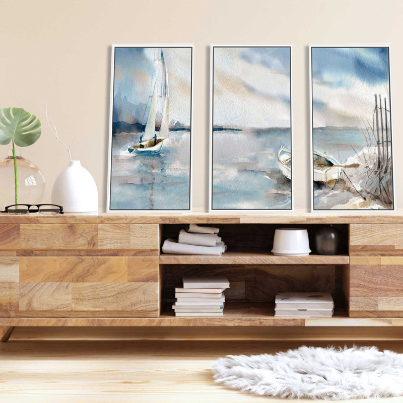 «Panoramic Coast» par Carol Robinson, reproduction sur toile flottante 3 pièces, H 33,5 po x l 52,5 po x P 2 po