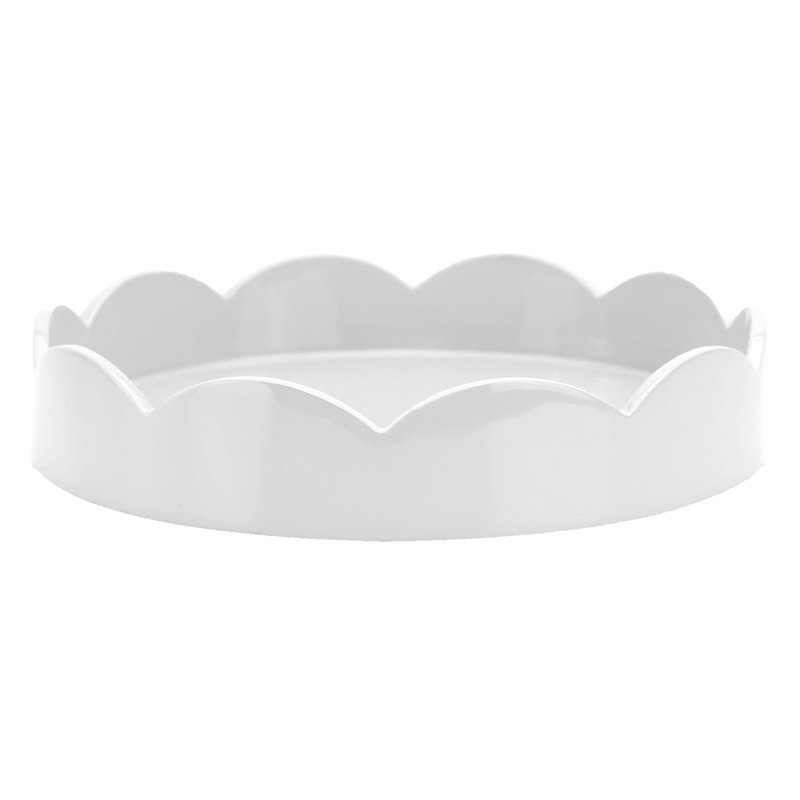 Plateau rond festonné, H 8,5 po x l 8,5 po x P 2,36 po, Blanc