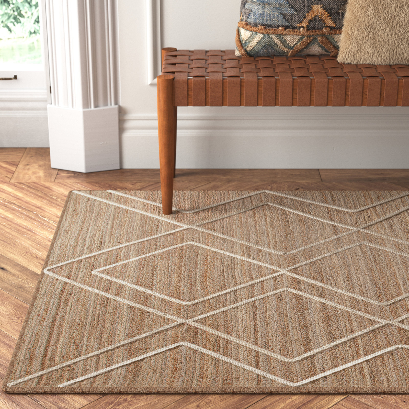 Miriam Brown Hand-Loomed Geometric Jute Rug, Rectangle 8' x 10'