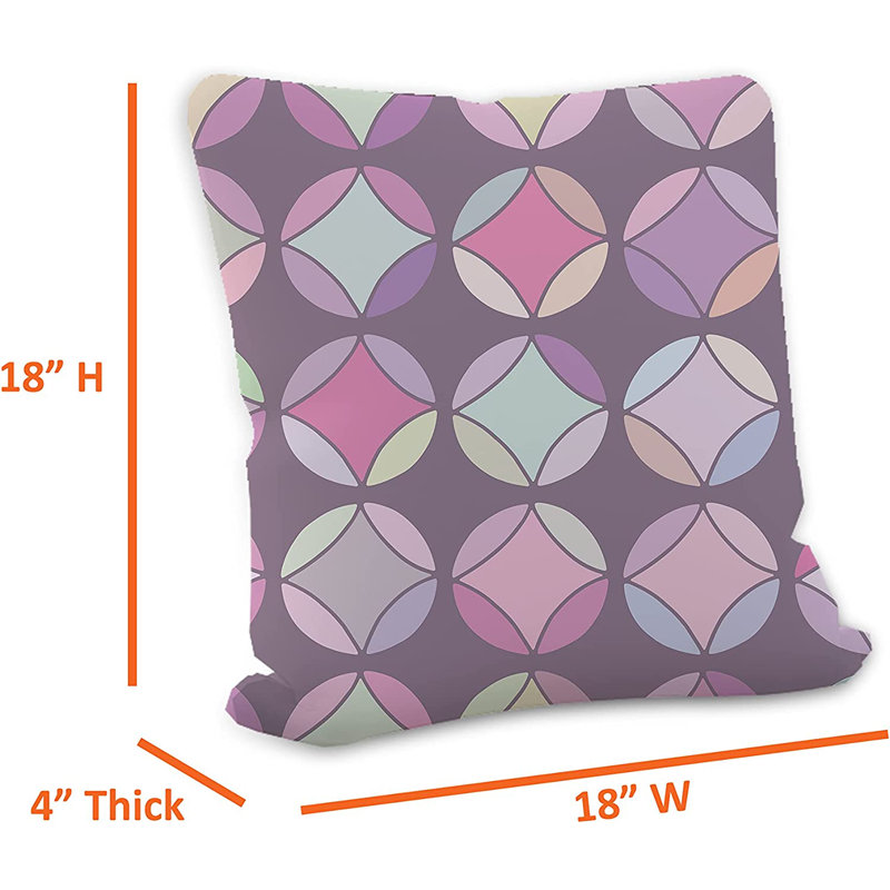Indoor / Outdoor Geometric Purple Square Throw Pillow Cover, 45.7cm x 45.7cm