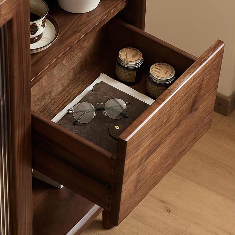 Commode d'appoint multifonctionnelle en noyer noir