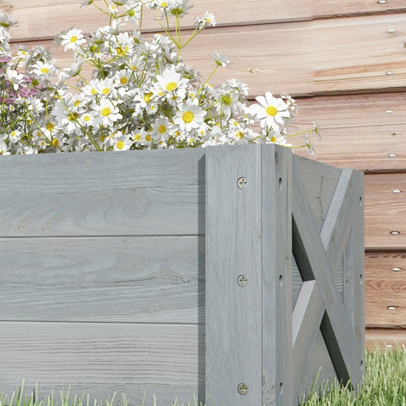 58L Fir Wood Raised Garden Bed Planter Box, Outdoor Grow Container for Flowers & Vegetables, 100 x 36.5 x 36 cm, Grey