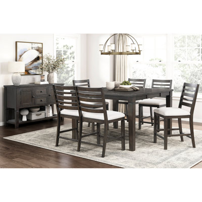Classic Dark Counter Height Dining Bench With Textured Beige Upholstered Seat, Wooden , 250Lbs Weight Capacity, 25.5" Seat For Dining, Height, Limit, 42.5"