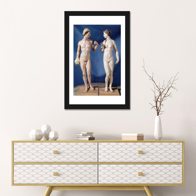 «Adam and Eve» par El Greco, impression sur toile tendue, H 18 po x l 12 po x P 1,5 po, Papier d'art encadré noir
