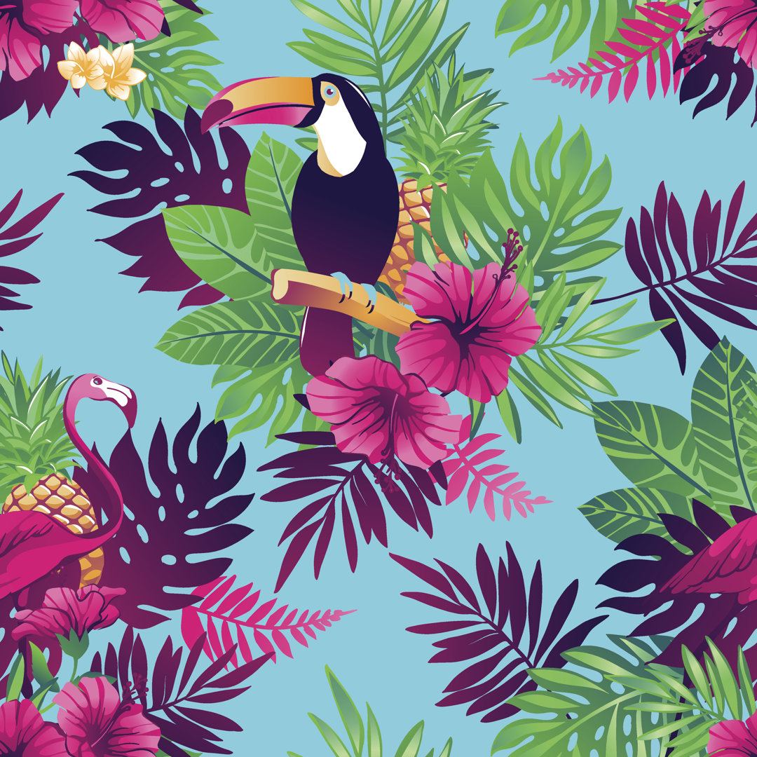 Tropical Seamless Pattern von Martyshova - Grafik auf Leinwand - Wrapped Canvas