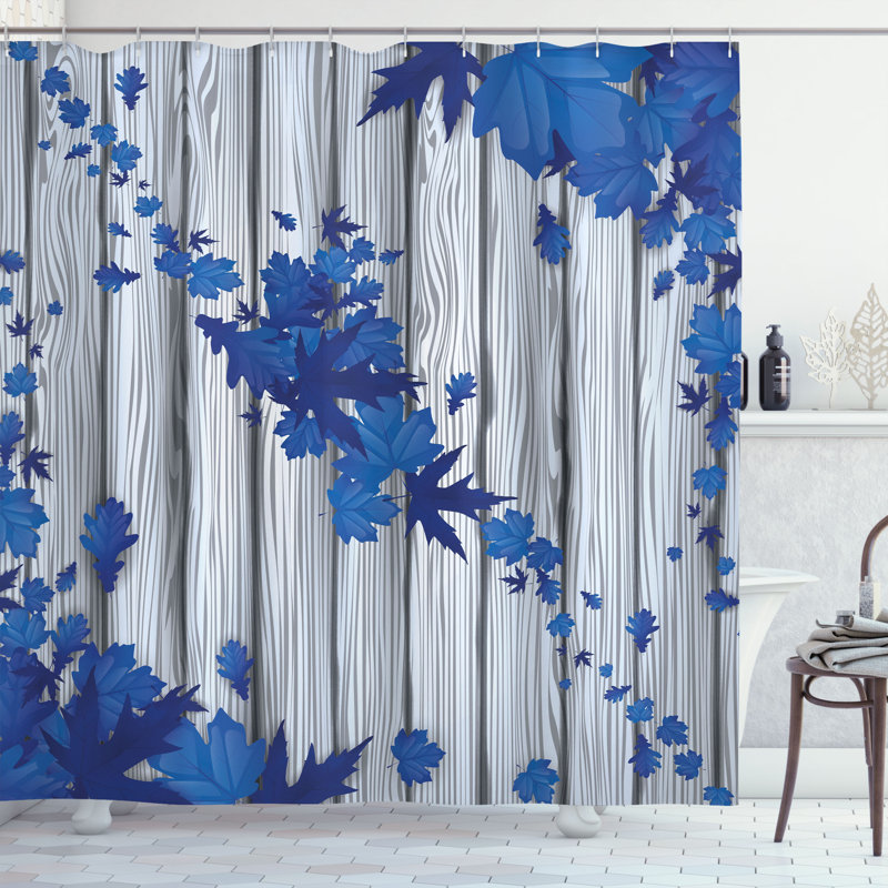 Ensemble de rideau de douche et crochets Autumn, Bleu de cobalt, H 69 po x l 84 po