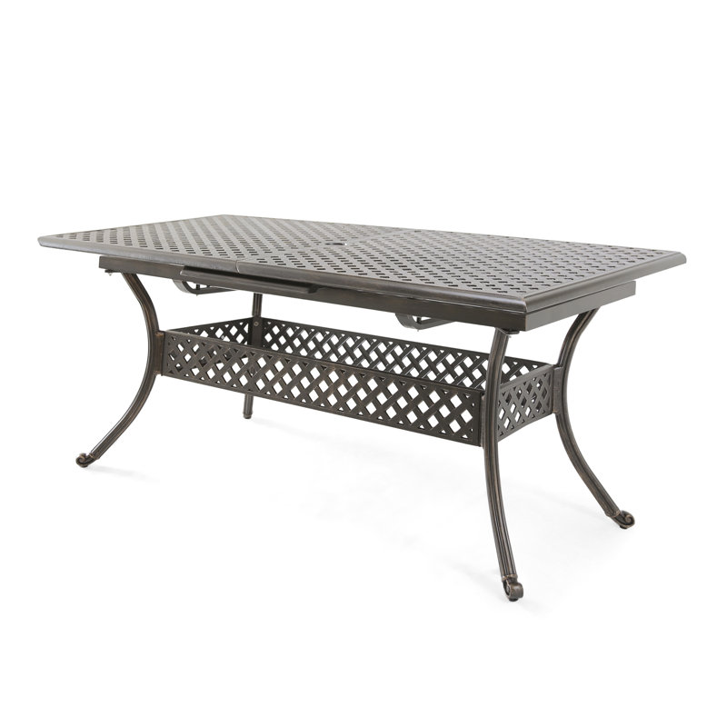 Table de salle à manger extensible Cast Weather - Caractéristique. Fabriqué en fer et en bois. Ton naturel. 64 po x 37,5 po 29 po. Table de terrasse 82,64 lb - Design rustique, matériaux 64 po 37,5 po 29 po