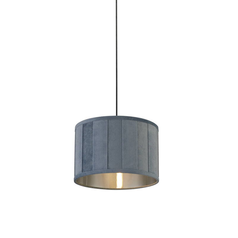 20cm H Faux Velvet Drum Lamp Shade ( Clip On ), Pastel Turquoise