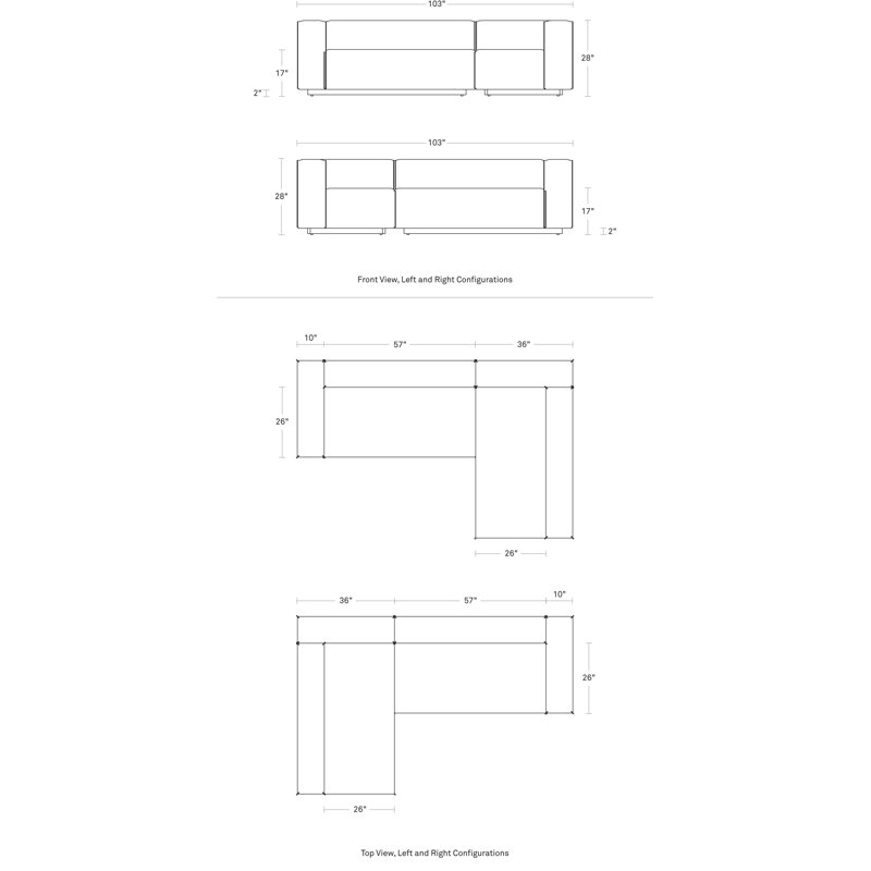 Petit canapé modulaire en cuir Cleon, Cuir véritable ardoise, Face à la gauche