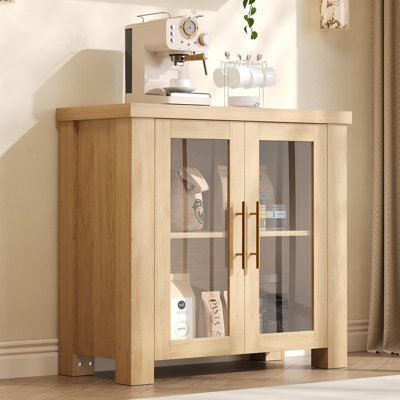 Buffet Cabinet with Storage, Sideboard Credenza with Tempered Glass Doors
