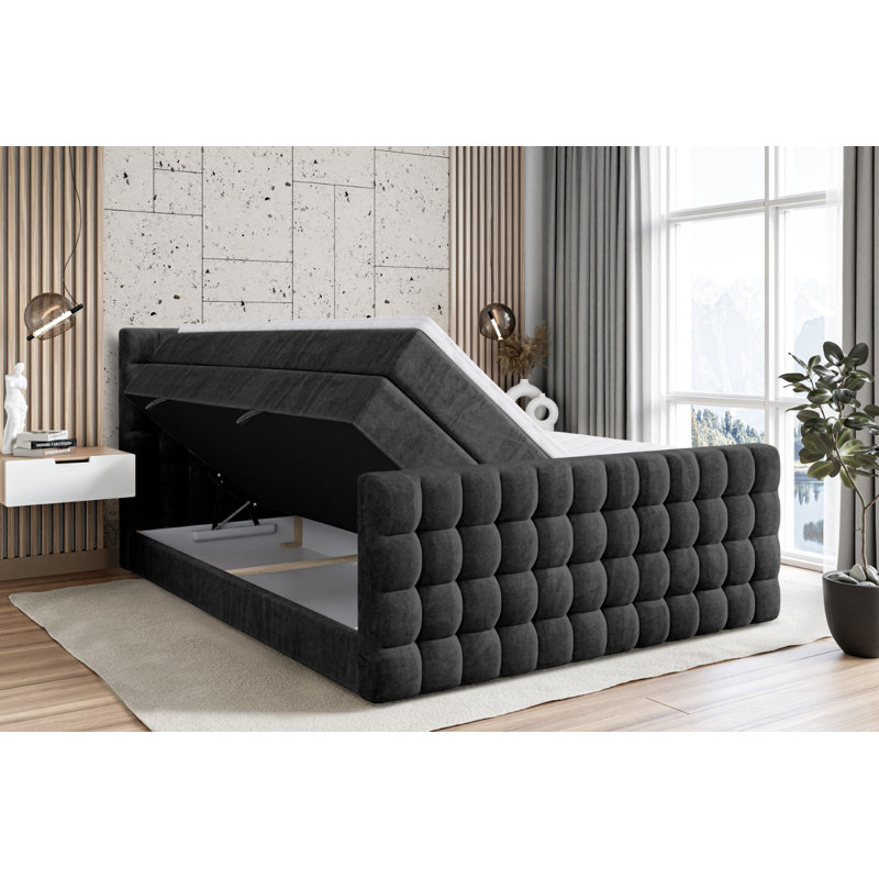 Brandalucci Bed, Black, 140 x 200 cm